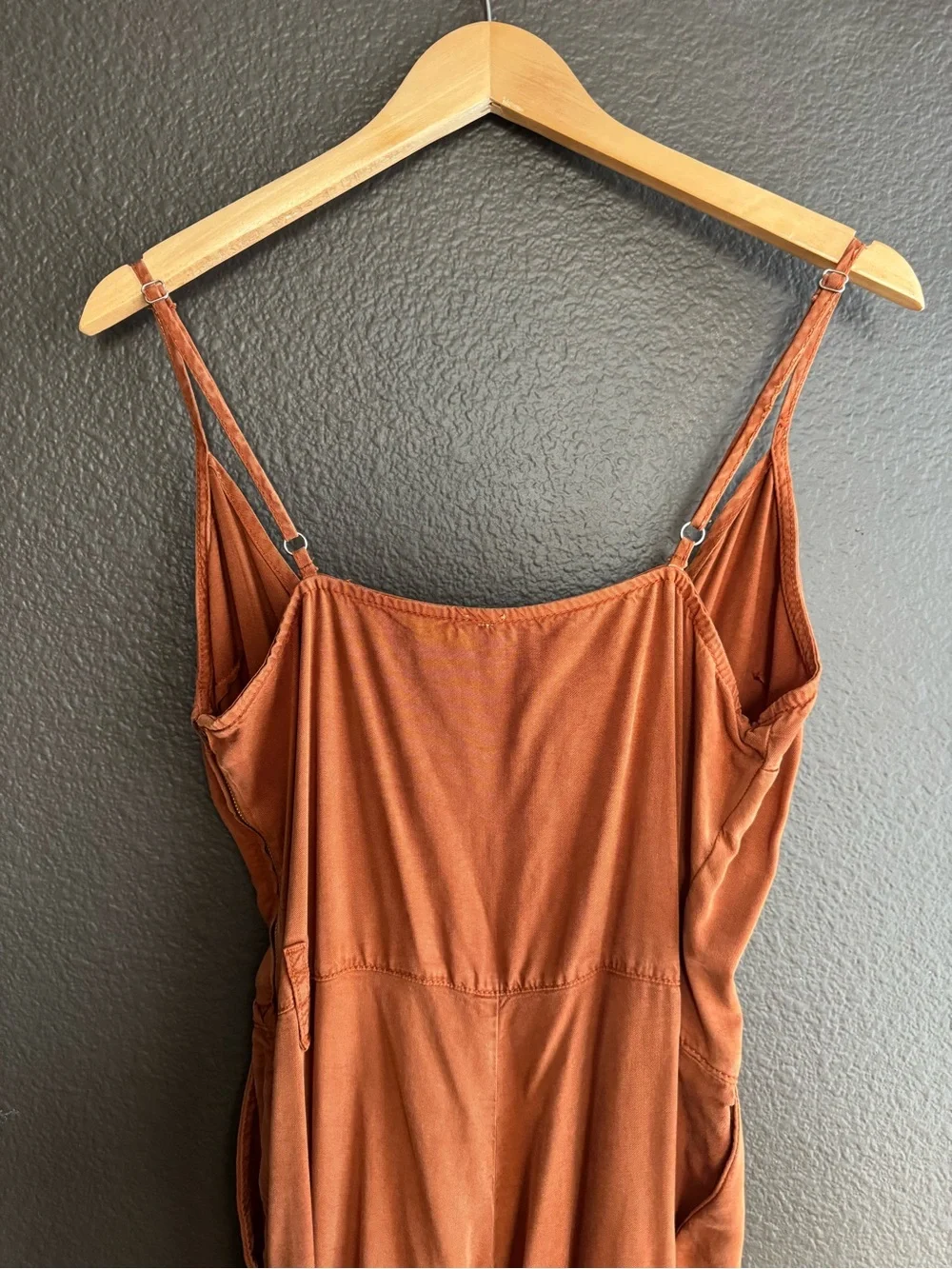 Free People Rust-Orange Strap Spaghetti Jumpsuit